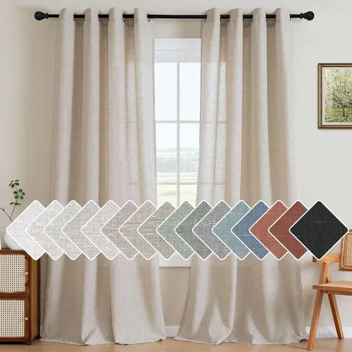 Miniatura 15 de H.VERSAILTEX Elegant - Cortinas texturizadas de lino natural mezclado con eficiencia energética, filtrado de luz, con ojales de níquel