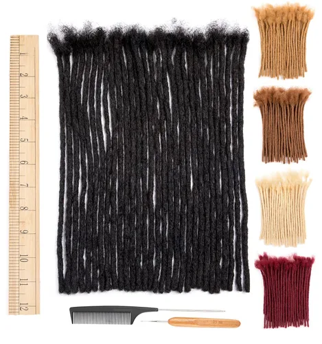 Miniatura 44 de DAIXI 0.2cm y 0.4cm y 0.6cm y 0.8cm de grosor 4-18 pulgadas 10 hebras extensiones de rastas de cabello humano 100% real para hombres/mujeres