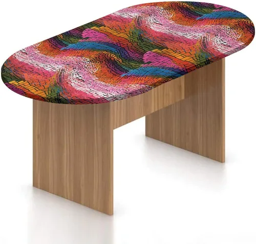 Miniatura 8 de XISUNYA Mantel ovalado ajustable moderno de poliéster elástico, diseño geométrico oriental marroquí, se adapta a mesas ovaladas de hasta 36 x 48