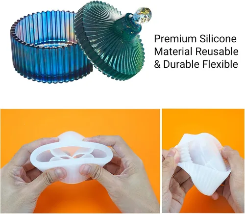 Miniatura 4 de Gartful 4 Juego de Moldes de Tarro de Resina con Tapa, Molde de Caja de Almacenamiento de Silicona para Fundición de Resina Epoxy, Manualidades DIY