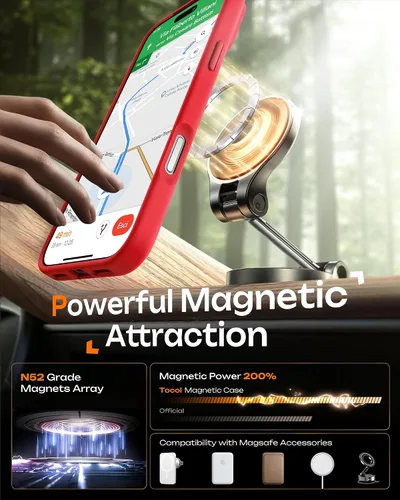 Miniatura 234 de TOCOL Funda para iPhone 11, compatible con Magsafe, protección completa de cámara, imanes integrados, protección contra caídas, funda translúcida