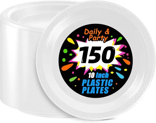 Miniatura 21 de WELLIFE Platos de postre negros de 7 pulgadas, 150 unidades, platos de postre de plástico desechables para fiestas, pasteles, aperitivos, ensaladas