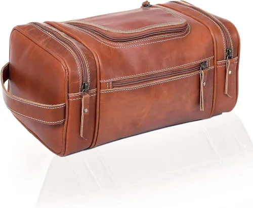 Miniatura 14 de VC VINTAGE COUTURE Neceser de cuero para hombre, extra grande, neceser de cuero para hombre, para viajes, kit de cuero real para hombre, bolsa