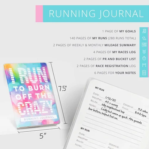 Miniatura 3 de Gone For a Run Diario para correr Agenda de correr día a día Corro para quemar lo loco Corre para quemar lo loco
