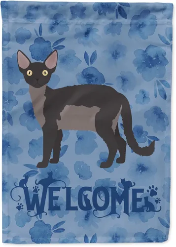 Miniatura 262 de Caroline's Treasures CK4813CHF - Bandera de bienvenida con gato abisinio azul, manga grande, para porche, para colgar en la pared, poliéster
