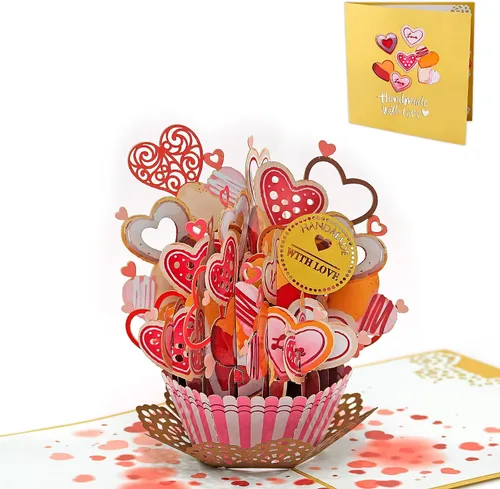 Miniatura 8 de FLYAB Tarjeta desplegable para el día de San Valentín, tarjeta de San Valentín desplegable para ella, él, novia, novio, esposa, marido, regalo