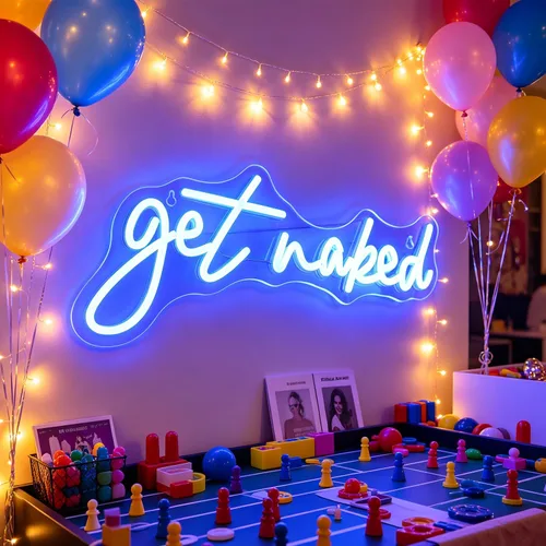 Miniatura 2 de QiaoFei Letrero LED de neón con texto en inglés «Get Nake», luces de neón alimentadas por USB, para habitación, hogar, bar, decoración de pared