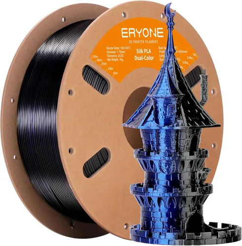 Miniatura 64 de ERYONE Filamento de ácido poliláctico (PLA) de seda bicolor para impresora 3D, de 1.75 mm +/- 0.03 mm, carrete de cartón de 1 kg (2.2 libras)