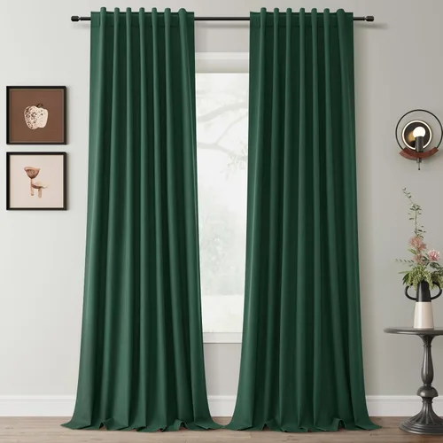Miniatura 9 de Hokibero Cortinas de lino 100% opacas de 102 pulgadas de largo, juego de 2 paneles para oscurecer la habitación, lino térmico texturizado