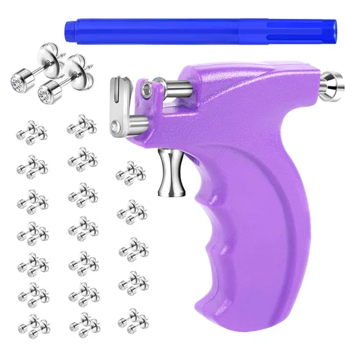 Miniatura 9 de Kit Profesional de Pistola de Perforación de Oreja con 20 Pares de Aretes con Tachuela para Pistola de Acero Inoxidable Quirúrgico 316L para Cuerpo