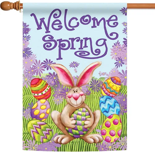 Toland Home Garden 101174 - Bandera de Pascua de primavera de bienvenida de 28 x 40 pulgadas, bandera de jardín de Pascua de doble cara para casa al