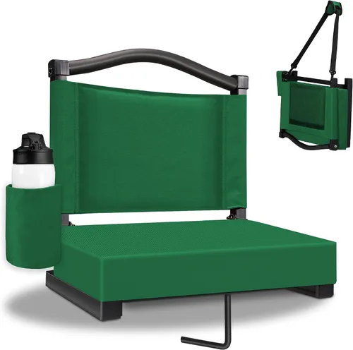 Miniatura 15 de Fragess Asiento para gradas, asientos de estadio con respaldo y cojín grueso, sillas de gradas con correa para el hombro y bolsillo lateral, asiento
