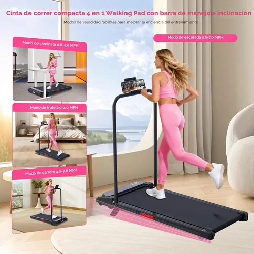 Miniatura 6 de Walking Pad with Incline and Handle Bar, 2026 Upgrade Electric Small Walking Pads Treadmills with Handles, Compact Treadmills for Home Small Spaces