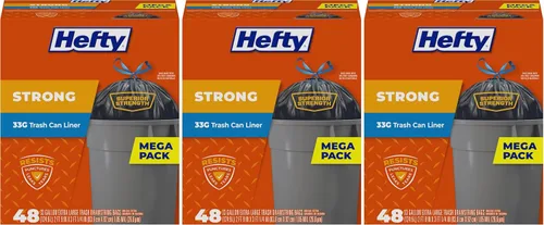 Miniatura 10 de Bolsas de basura extra grandes Hefty Strong, negras, 33 galones, 48