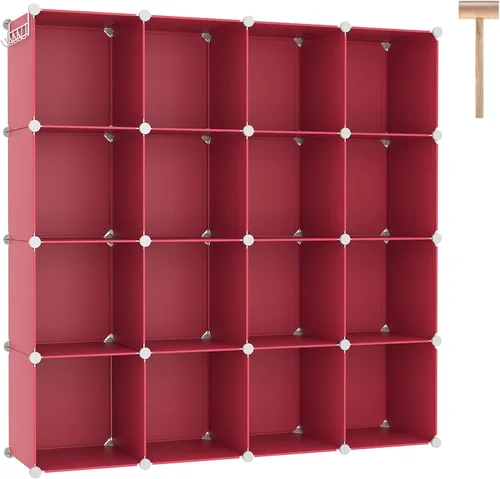 Miniatura 11 de C&AHOME Organizador de almacenamiento de cubos, estantes de 16 cubos, cubos de almacenamiento de plástico, organizador de armario de bricolaje