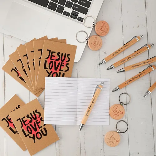 Miniatura 6 de Tenceur - 10 juegos de regalos de regreso a la escuela, Christian Jesus Loves You Cuadernos religiosos, cuadernos cristianos, bolígrafos