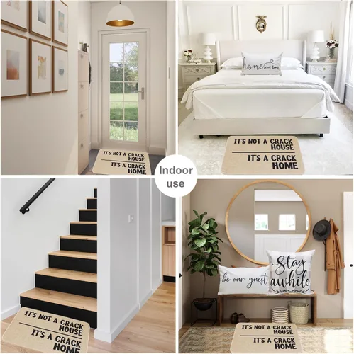 Miniatura 6 de Tapete de bienvenida de granja para puerta delantera, con texto en inglés "It's Not A Crack House", divertido tapete de entrada de goma