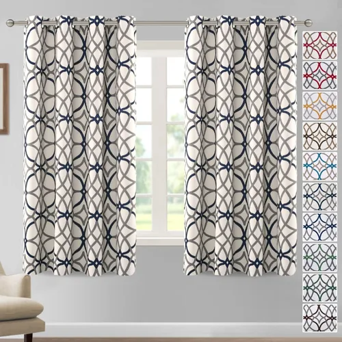 Miniatura 15 de H.VERSAILTEX Cortinas opacas con diseño impreso de 54 pulgadas de largo, juego de 2 paneles de cortinas con aislamiento térmico para dormitorio