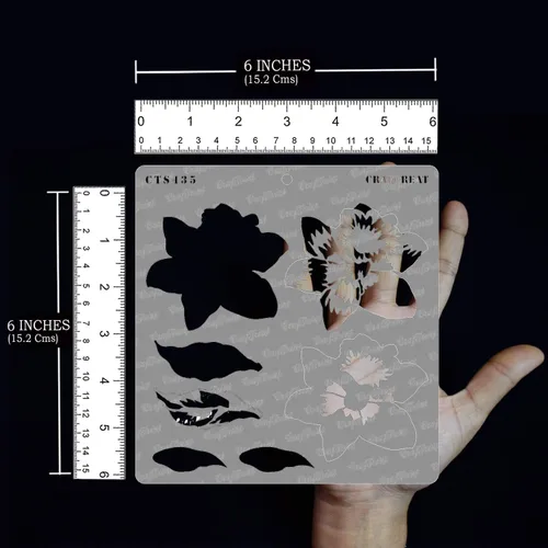 Miniatura 2 de CrafTreat Plantillas de flores en capas para pintar en madera, pared, azulejos, lienzo, papel, tela y piso, plantilla de narciso en capas, 6 x 6