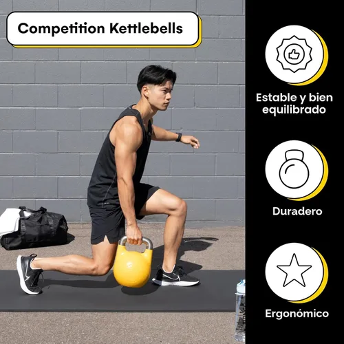Miniatura 5 de Kettlebell Kings Pesas rusas de competición Kettlebell Kings Peso (mango de 33mm) 4-32 KG Mancuernas Equipo de entrenamiento en el gimnasio