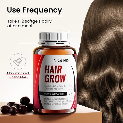 Miniatura 2 de Suplemento para el crecimiento del cabello, apoyo para el cuidado del cabello para fortaleza, crecimiento de espesor, con biotina vitamina A, C, E