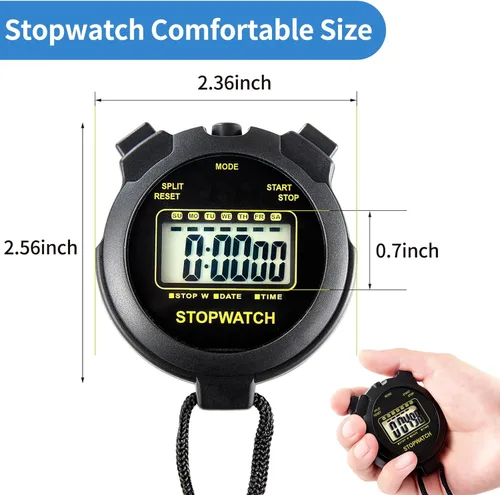 Miniatura 5 de Cronómetro digital con temporizador de pantalla grande con reloj y fecha, sin función de alarma, cronómetros simples para entrenadores deportivos