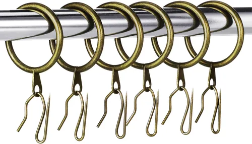 Miniatura 13 de Hotop 30 piezas de argollas de cortina de metal 0.98/1.26/1.65 pulgadas de diámetro interior y 30 piezas de ganchos de cortina de metal para Negro