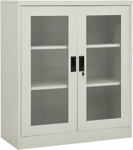 Armario de oficina, gabinete de acero, armario de almacenamiento de acero con ajustable, gabinete para oficina, garaje, cocina, gris claro, 35.4 x