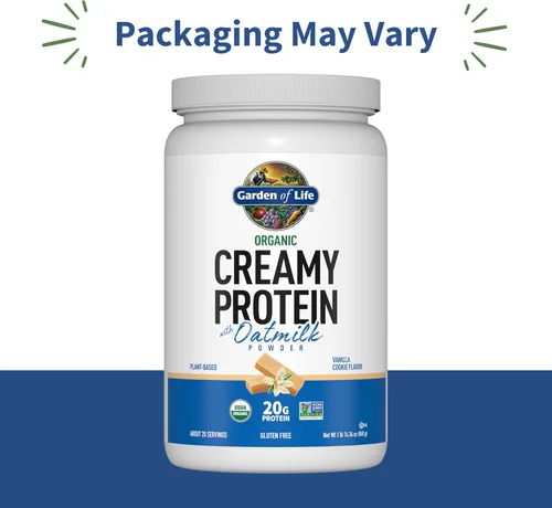 Miniatura 2 de Garden of Life Proteína vegetal cremosa + leche de avena en polvo + proteína vegana sabor vainilla en polvo – a base de plantas, prebióticos
