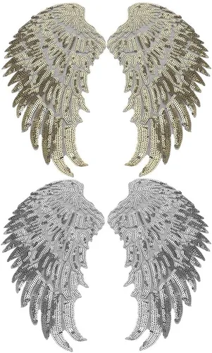 Miniatura 9 de 2 pares de parches de alas de lentejuelas, parches decorativos para coser con alas de ángel grandes, apliques para ropa, chaqueta, jeans, camiseta