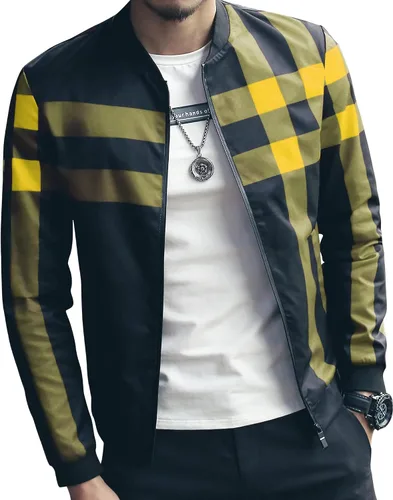 Miniatura 8 de LOGEEYAR Chaqueta Bomber para Hombre Chaqueta Casual Ligera de Bloques de Color Cortavientos Abrigo con Bolsillo