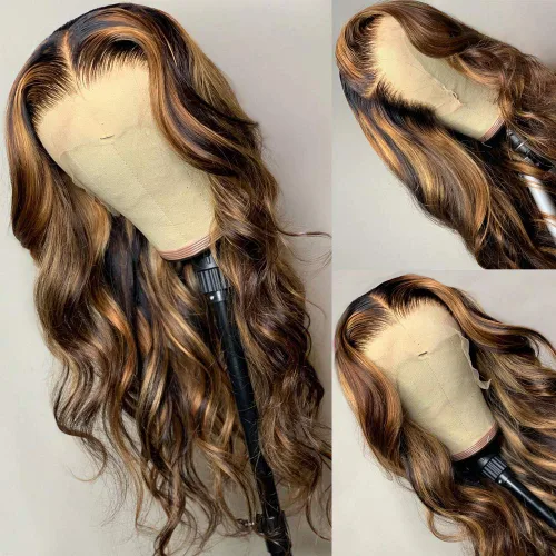 Miniatura 9 de Peluca de cabello humano con encaje frontal transparente HD de 13 x 6 pulgadas, peluca de cabello humano degradado con abuelitos, pelucas de encaje