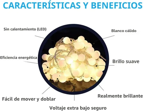 Miniatura 7 de RaThun - Cadena de luces LED con forma de esfera.