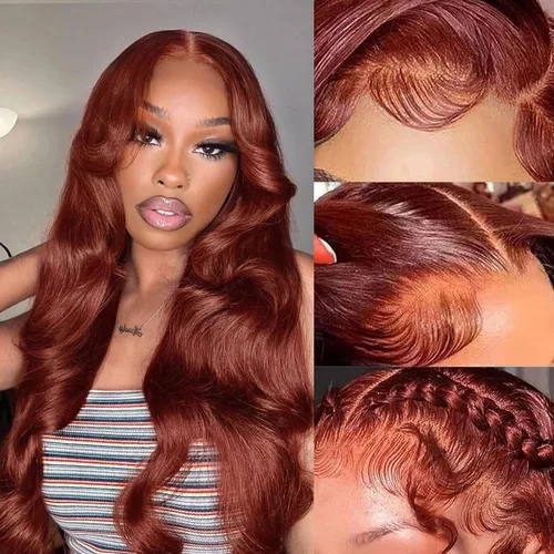 Miniatura 20 de Aicrelery Peluca de cabello humano con encaje frontal de 30 pulgadas, Highlight 13x6, Ombre P4/27, color marrón dorado, frontal con cabello de bebé