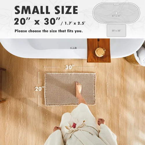 Miniatura 2 de TYUU Tapete de baño estilo gofre, tapete de baño bohemio, antideslizante, lavable, súper absorbente, de secado rápido, bonito tapete de baño