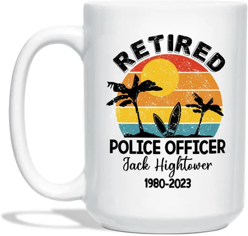 Miniatura 26 de Taza de café personalizada con nombre de oficial de policía en progreso, con nombre de oficial de policía estudiantil, taza de cerámica blanca