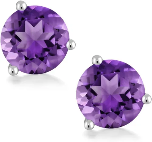 Miniatura 153 de Gem Stone King Aretes de oro de 14 quilates, 0.236 in, piedra natal redonda, Martini, 3 puntas, aretes de oro para mujer