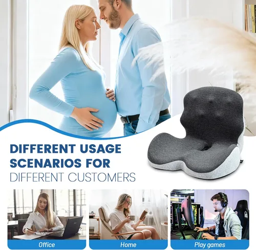 Miniatura 7 de Cojín de asiento – Cojín de espuma viscoelástica para silla de oficina, almohada de apoyo lumbar de una pieza, para alivio de la presión de la doble