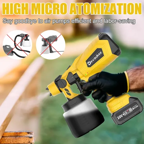 Miniatura 3 de Pulverizador de pintura inalámbrico de 4.0Ah con batería y cargador, pistola de pintura eléctrica de 800 W con 5 boquillas y 3 patrones