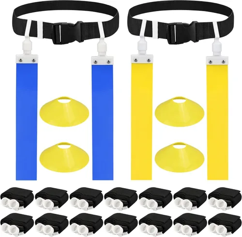 Miniatura 13 de DkOvn Cinturón de Fútbol Americano con Banderas, 2 piezas, Cinturón Ajustable de Fútbol Americano con Cinturón y Banderas, para Jóvenes, Adultos
