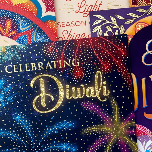 Miniatura 5 de Hallmark Golden Thread Diwali - Surtido de tarjetas Happy Diwali (16 tarjetas con sobres)