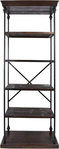 Great Deal Furniture Alma - Estantería industrial de madera con 5 estantes, nogal oscuro y negro