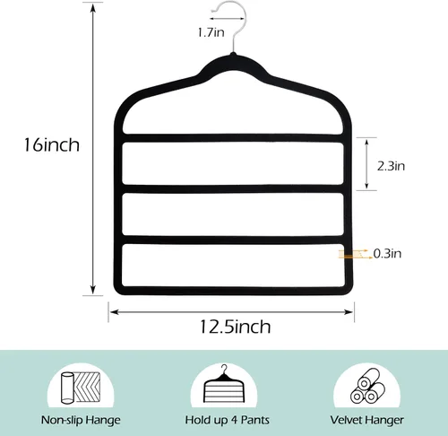 Miniatura 7 de Percha para pantalones de terciopelo que ahorra espacio, antideslizante, Myfolrena, percha para pantalones y pantalones cortos, múltiples perchas