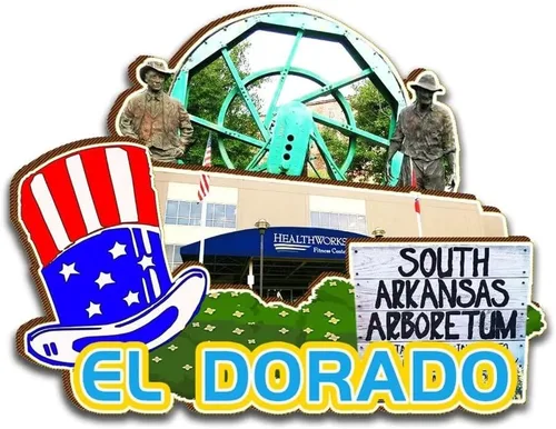 El Dorado Arkansas USA - Imán de madera para nevera, monumentos en 3D, decoración de recuerdos coleccionables de viaje, hecho a mano, 2