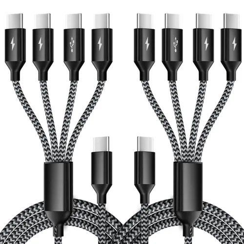 Miniatura 15 de Cable de carga múltiple USB C Splitter 1 paquete, cable de carga USB A/C a USB C, cable de carga dual tipo C, cable de carga múltiple 4 en 2 con 4