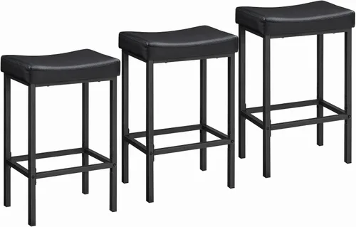 Miniatura 14 de HOOBRO Taburetes de bar, juego de 2 sillas de bar, taburetes de altura de mostrador, taburetes de sillín con superficie curva, 24.8 pulgadas
