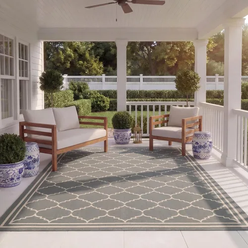 Miniatura 9 de SAFAVIEH Alfombra lavable para exteriores, colección Courtyard de 2.3 x 6.7 pies, color negro y crema, no desprende pelusa y de fácil limpieza