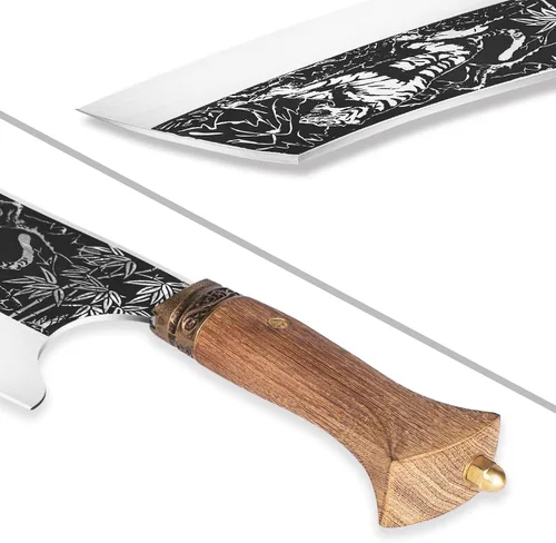 Miniatura 2 de TOMBRO Cuchillo de carnicero de 9 pulgadas, cortador de huesos resistente, forjado con funda para cortar carne, chef chino de acero al carbono ultra