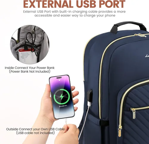 Miniatura 6 de LOVEVOOK Mochila para laptop de 17.3 pulgadas para mujer, bonita mochila de viaje bolso para mujer, bolsa profesional para computadora portátil