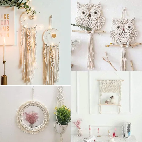 Miniatura 7 de Tenn Well Cordón de macramé de 0.197 in, cuerda de algodón trenzada de 165 pies para colgar plantas de macramé, para colgar en la pared, cuerdas